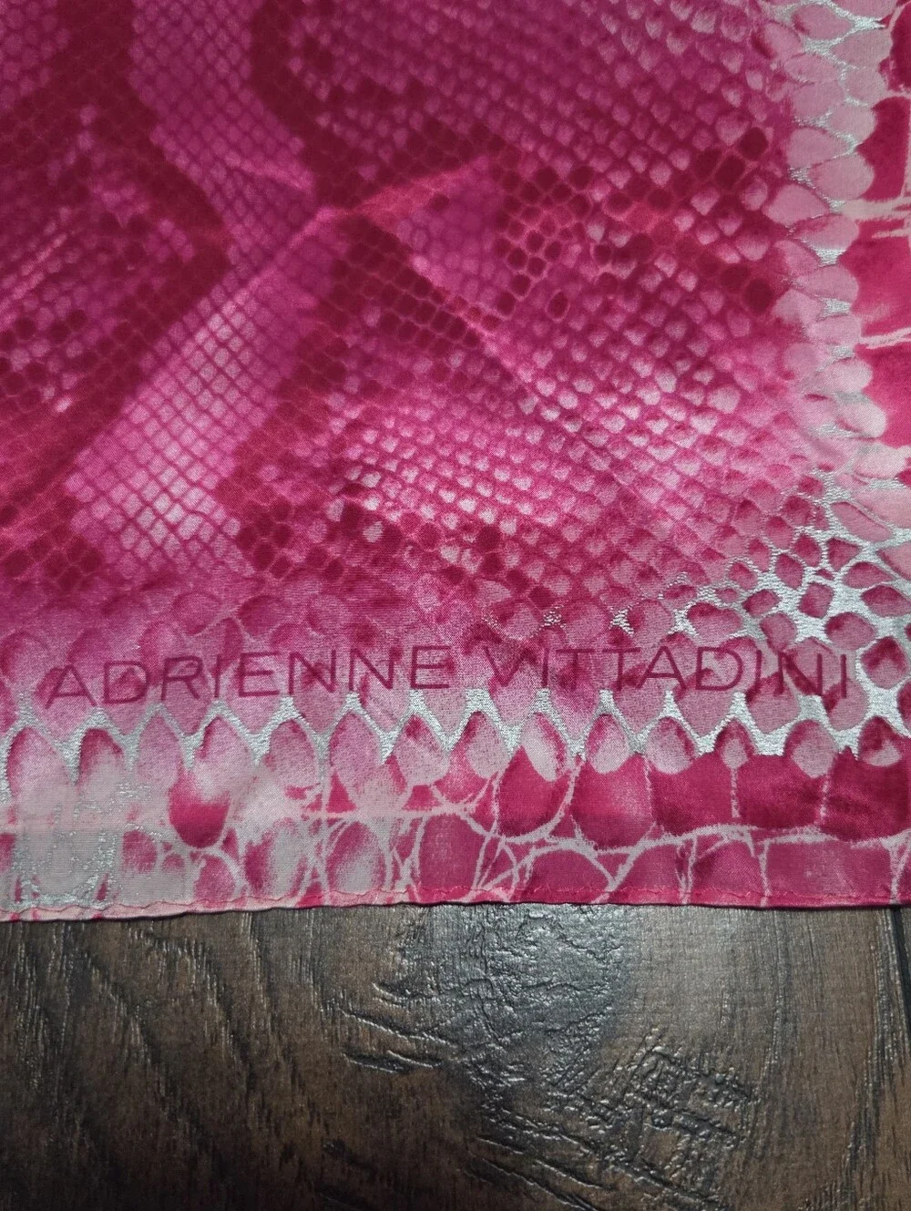 Pink Snakeskin Print Silk Scarf